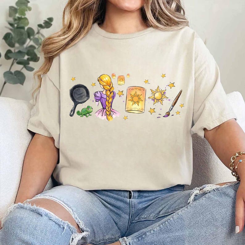 Chemise princesse Disney, t-shirt personnalisé aquarelle pour vacances en famille, chemise Belle Ariel Tiana Raiponce blanche neige Elsa la reine des neiges, cadeau Magic Kingdom image 7