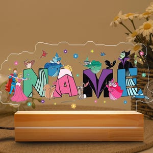 Custom Name Sleeping Beauty Night Light, Disney Princess Nightlight, Aurora Gifts Lamp, Disney Family Room Decor, Evil Queen Night Light