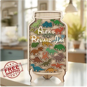 Custom Dino Reward Jar, Reward Jar For Classroom Behavior, Back To School 2025 Gift, Colorful Classroom, Dinosaur Reward Jar for Kids