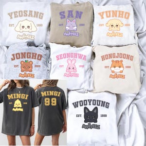 Custom Cute Ateez Members Aniteez 2 Sides T-Shirt, Ateez The World Ep.Fin Will Album Shirt, Ateez Hongjoong San Mingi Seonghwa YeoSang Shirt