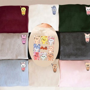 Cute Stray Kids Skzoo Member Sweatshirt, Stray Kids World Tour 2024, Stray Kids Christmas Shirt, Kpop Bang Chan, Lee Know, Felix,Han,Hyunjin