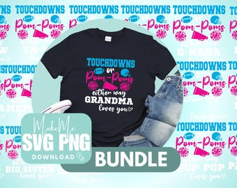 Gender Reveal Bundle | Gender Reveal SVG PNG | Football and Cheer svg | Football Gender Reveal svg png | Touchdowns or Pom Poms