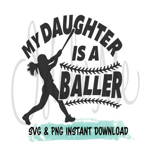 Softbol SVG / Mi hija es una jugadora de baloncesto / Mamá de softbol SVG / Papá de softbol SVG / Camiseta de softbol SVG