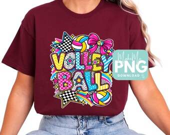 Retro Pink Volleyball PNG | Volleyball Design (Digital Download)