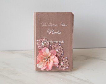 Small Rose gold Bible KJV version, personalized for birthday, Sweet 16 or Mis xv