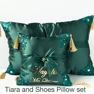 Personalized Quinceañera Pillow Set for Tiara or Shoes