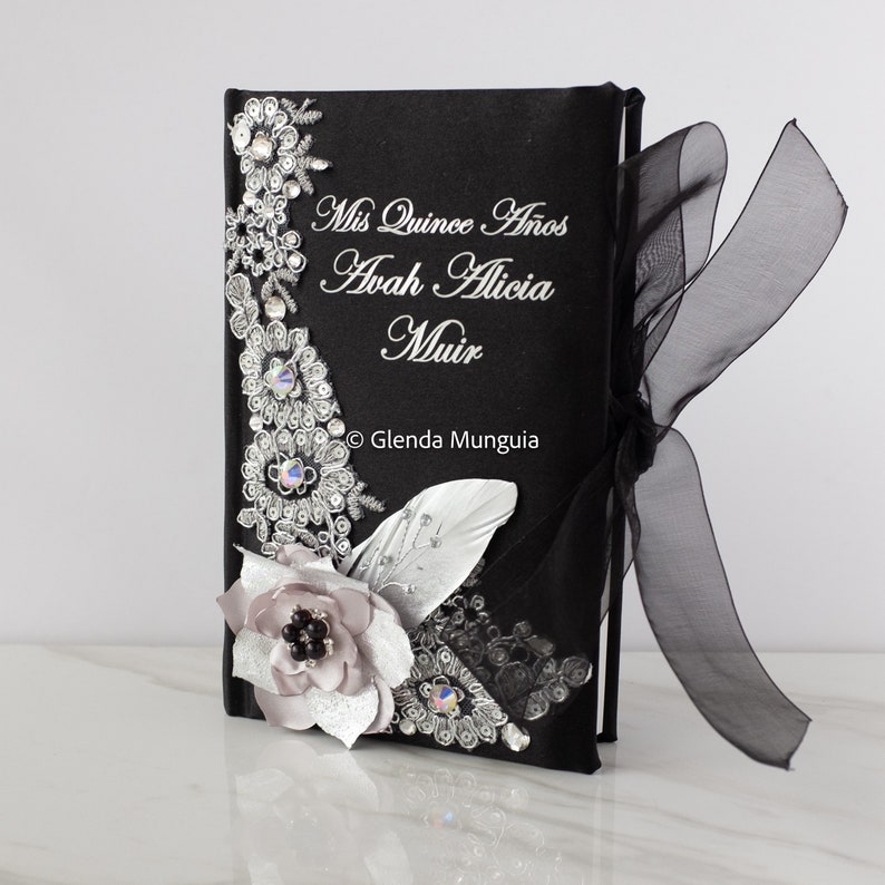 Quinceanera bible / Sweet Sixteen bible Personalized with name or initials Black and silver