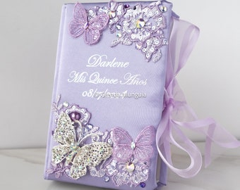 Butterfly themed Quinceañera Bible or Sweet 16 Bible - personalized with name