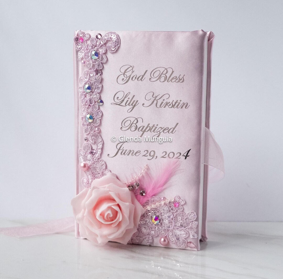 NLT Personalized Baby Girl Bible for Baptism or Birthday Etsy