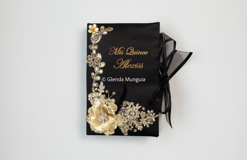 Quinceanera bible / Sweet Sixteen bible Personalized with name or initials Black and gold