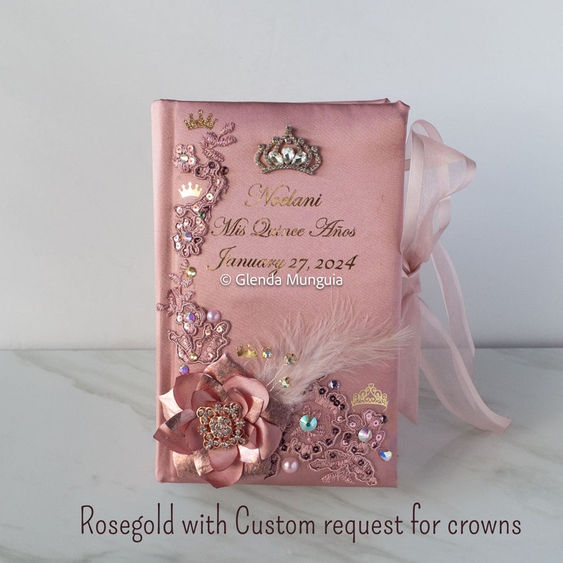 Quinceanera bible / Sweet Sixteen bible Personalized with name or initials Rose gold