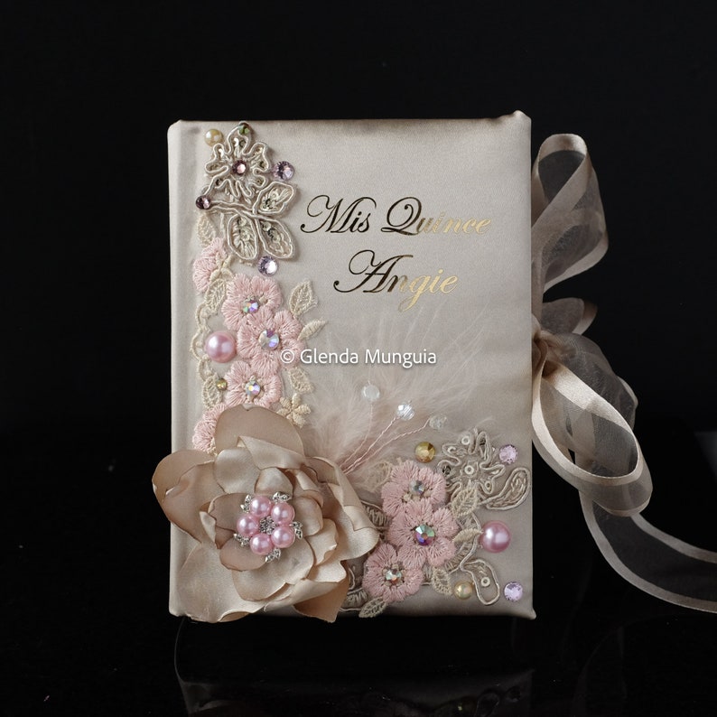 Quinceanera bible / Sweet Sixteen bible Personalized with name or initials Champagne &BlushPink