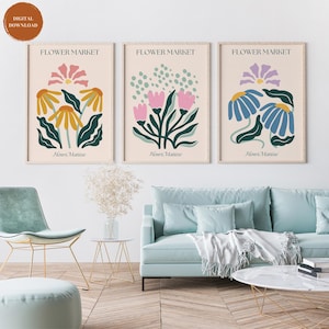 Set of 3 Matisse Prints in Various Ratios, Matisse Wall Art, Flower Market Prints, Abstract Art, Printable Wall Art, Digital Download