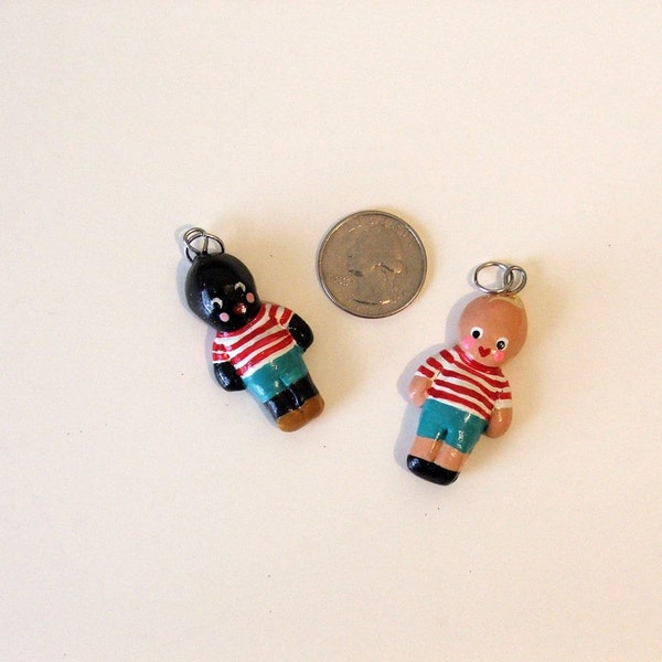 Two Little Folk Art/ Kidlins/Twins/Children Necklace