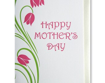 Letterpress Mother's Day Card, Mom Flowers, Tulips, Handmade May