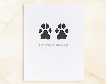 Letterpress Pet Sympathy Cards, Dog Paw Prints, Dog Sympathy, Paws, Pet Owner