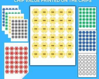 Paquete variado de fichas de póquer para imprimir