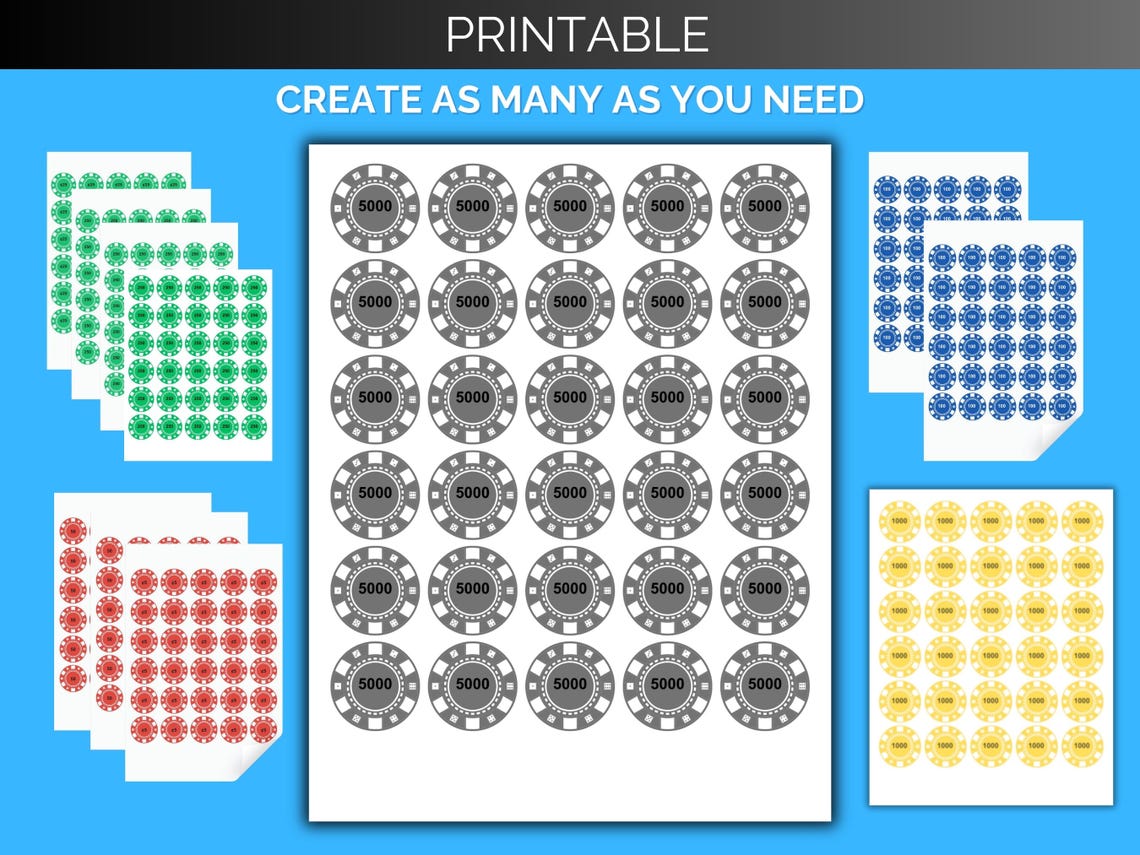 Printable Poker Chips Variety Pack Etsy