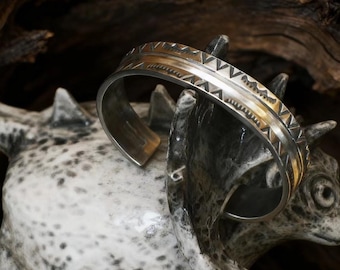 Douglas Etsitty Hand-stamped Cuff Bracelet, Navajo. Handmade