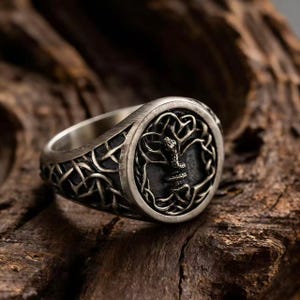 Anillo de serpiente de plata esterlina grabado, banda texturizada oxidada