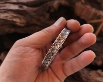 Southwestern Style Sterling Silber Manschette - Oxidiertes 925er Silber - Schweres handgefertigtes Armband für Männer