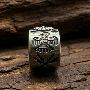 Thunderbird Silverring, 925 Sterling Silver med öppen ring, Vintage sydvästlig ring, present till honom, western cowboysmycken, födelsedagspresent
