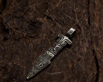 Oxidized Sterling Silver Viking Sword Pendant – Norse Warrior Charm