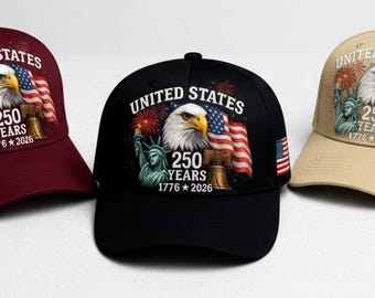 Red 250th Anniversary of the Founding of the United States Cap, a patriotic tribute, ideal for veterans and patriots, unisex and adjustable