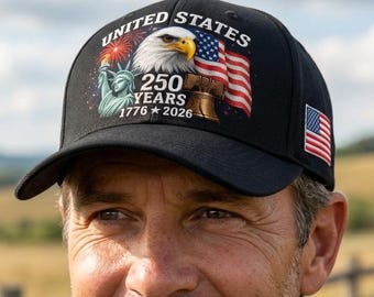 250th Anniversary USA Patriotic Cap, American Flag Design, Perfect Veteran Gift, One Size Unisex