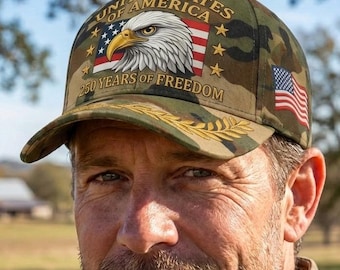 Bald Eagle military cap, featuring an eagle design, commemorating the 250th anniversary of the United States