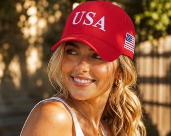 USA Embroidered Hat 45-47 | Flexfit Cap |  | Embroidered Cotton Blend Cap