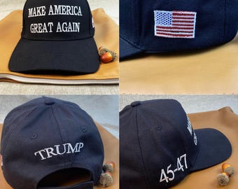 Gorra Blackout MAGA 2024 / Make America Great Again 45-47 / Gorra Flexfit / Gorra Elon Musk Trump Rally