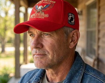 Red American baseball cap, a gift for veterans, commemorating the 250th anniversary of the founding of the United States