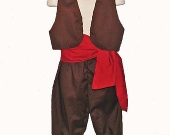 Pirate Costume Vest, Sash, Britches Youth Sizes