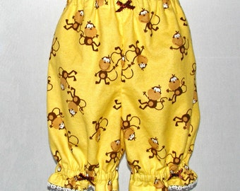 Flannel Bloomers Toddlers Size Monkey Design