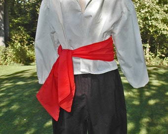 Boy's Pirate Costume Shirt, Sash, Britches Sizes 10/12 to 14
