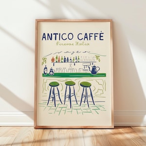Antico Cafe Wandbild, Vintage italienisches Cafe Druck, European Coffee Shop Poster, Retro Bar Dekor, Geschenk für Kaffeeliebhaber, Küchendekordruck