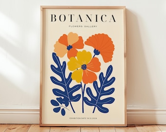 Spring Flower Wall Art Modern Botanical Floral Poster Retro Style Digital Download Home Decor Printable Art for Living Room Gallery Wall