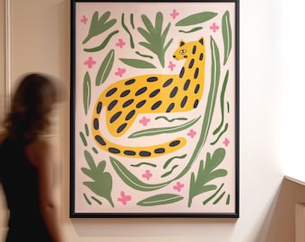 Leopard Cheetah Wall Art Poster, Trendy Abstract Animal Print, Boho Safari Poster, Modern Minimalist Decor, Stylish Wildlife Artwork Print