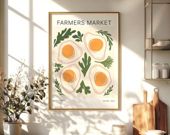 Egg Poster Farmers Market Egg Art Print Modern Kitchen Wall Decor Digital Download Breakfast Poster Fried Egg Printable Wall Art Brunch Cafe