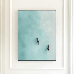 Coastal Wall Art Summer Ocean Print With Boats Beach House Decor Nautical Artwork Sea View Framed Wall Art Ocean Themed Home Decor Art Print