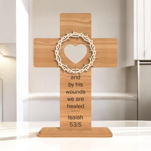 Laser Cut Christian Art, Glowforge & Cricut Compatible, Cross Stand Home Decor SVG, DIY Faith Sign, Instant Download