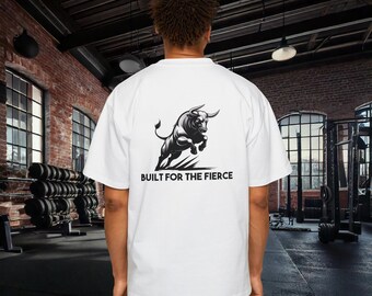 Camiseta con gráfico de toro extragrande: "Diseñada para los más feroces"