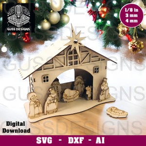 Presepe in legno svg, dxf, ai - Decorazione natalizia fai da te