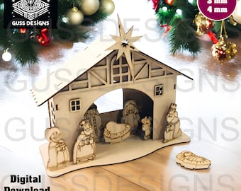 Wooden Nativity Scene svg, dxf, ai - DIY Christmas Decoration