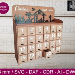 Calendrier de l'Avent Classique - Format svg dxf cdr ai dwg