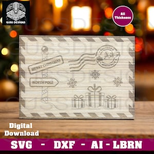 Carte cadeau de Noël en bois , Anniversaires, Baptêmes, Communion svg, dxf, ai, lbrn