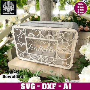 Boite de Mariage Personnalisable - Boite d'anniversaire personnalisable- Urne de mariage - Urne d'anniversaire-  Fichiers SVG, DXF, AI