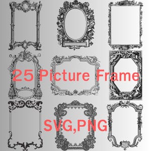 Line Picture Frame V4 , Digital frames clipart, Doodle Frames Clipart, Hand drawn frames, Border clipart, Commercial Use, Digital Download