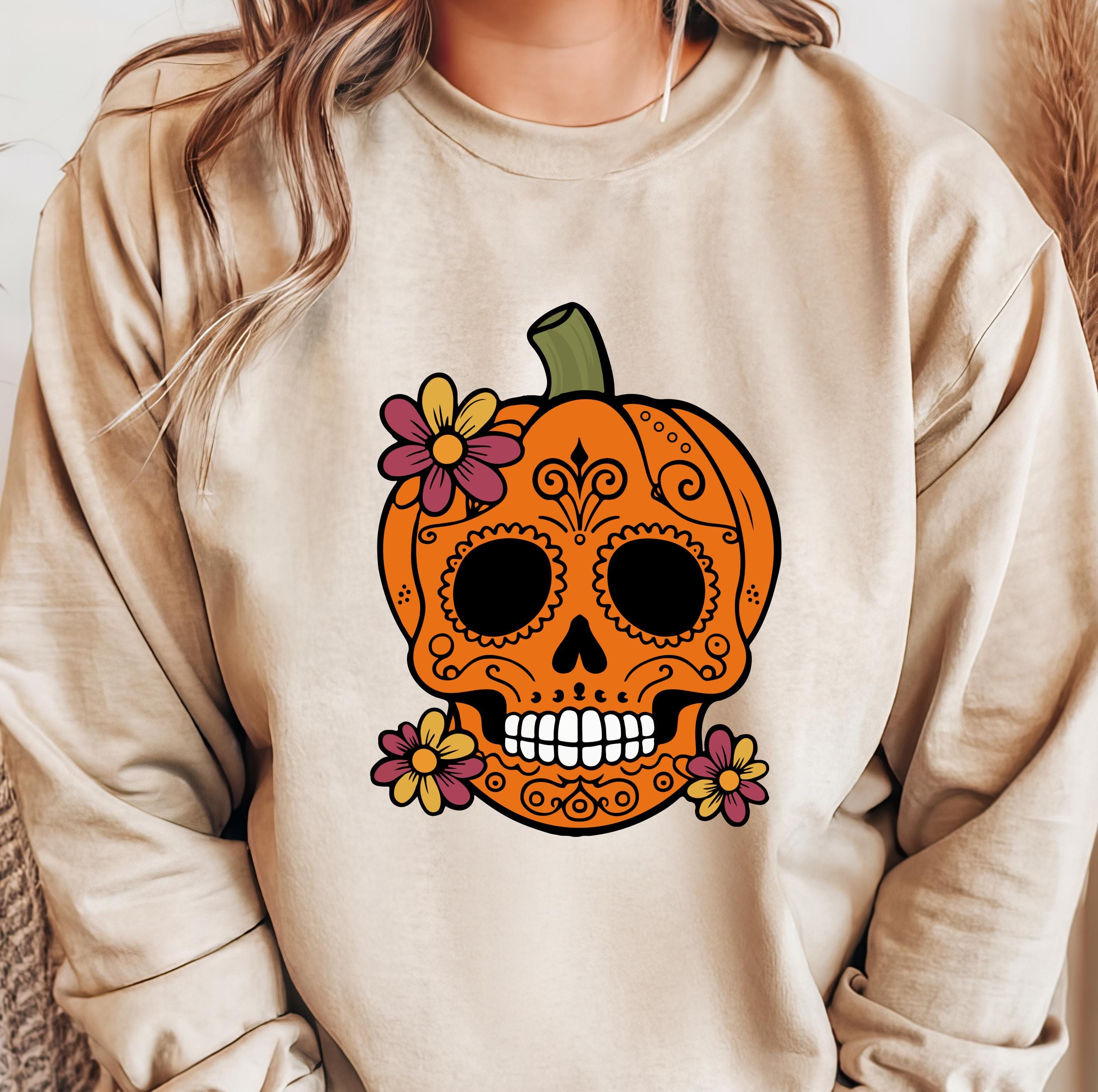 Pumpkin Skull Hoodie Etsy